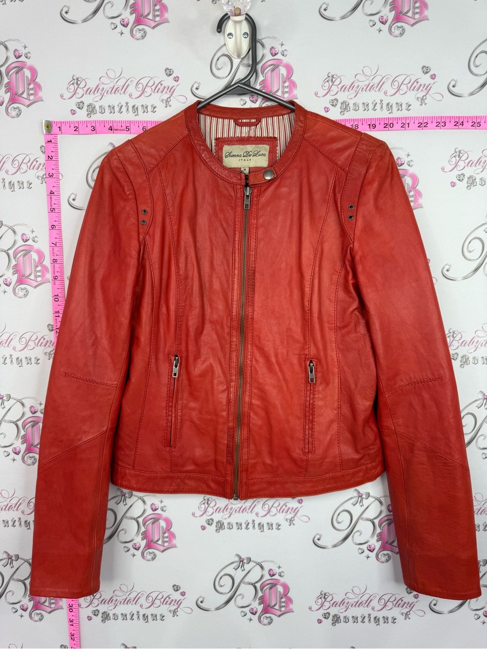 SIENNA DE LUCA ITALY jacket Leather Moto Jacket - Red